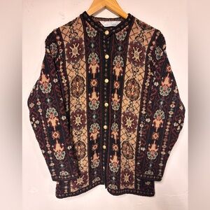 Vintage Marks & Spencer Women’s Patterned Abstract Cardigan Knit Sweater Medium